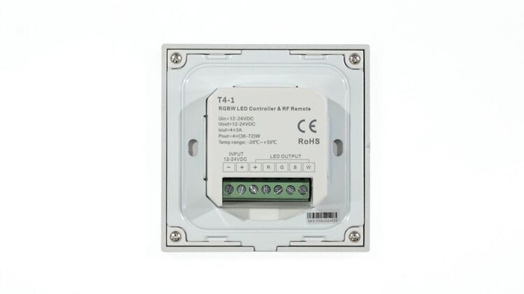 Сенсорная панель T4-1 Black IC62 (12-24V, 4x3A, 4x(36-72W), RGBW, RF 2.4GHz)